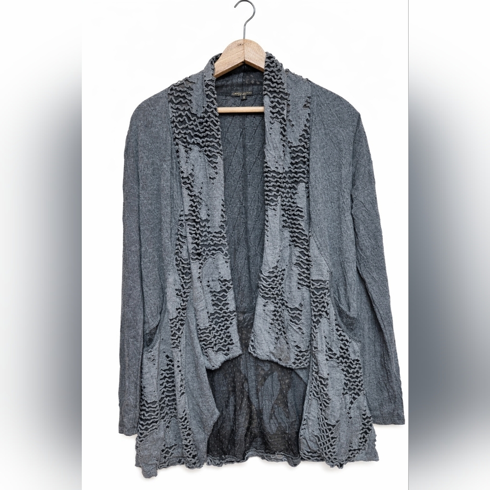 Alberto Makali Textured Gray Cardigan
